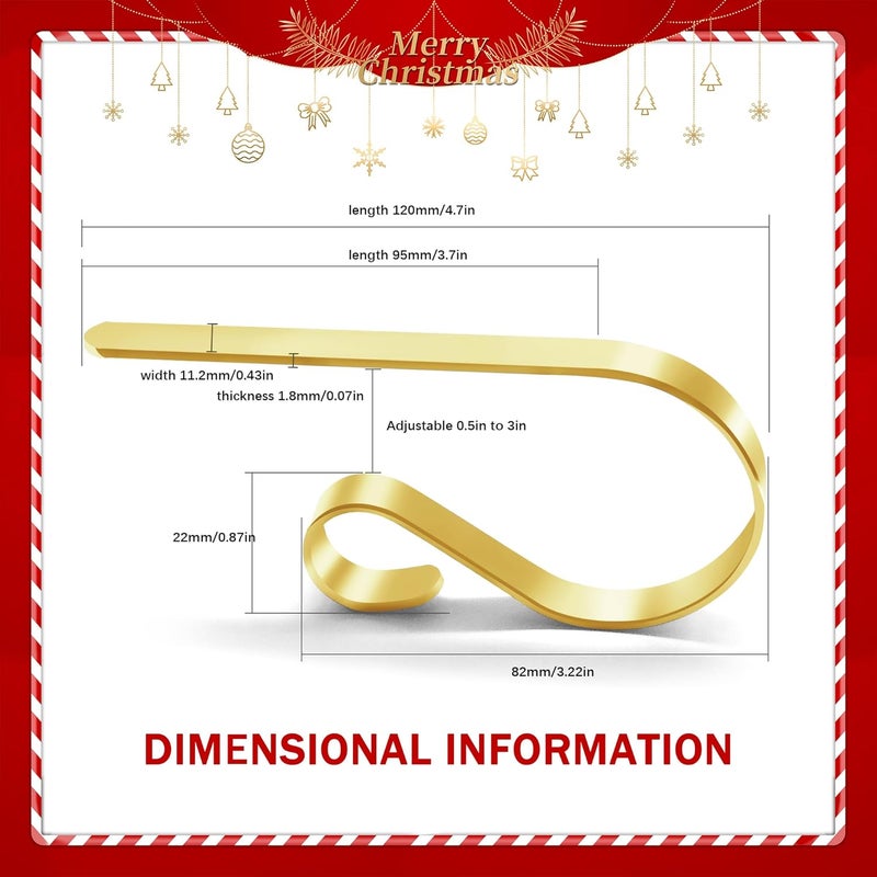 Doitory Christmas Stocking Holder Hanger,4 Pack Adjustable Stocking Holders for Mantle and Fireplace Metal Decoration for Xmas Holiday Party - Image 2